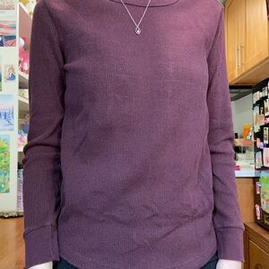 GAP - Maroon Waffle-Knit Long Sleeve Top